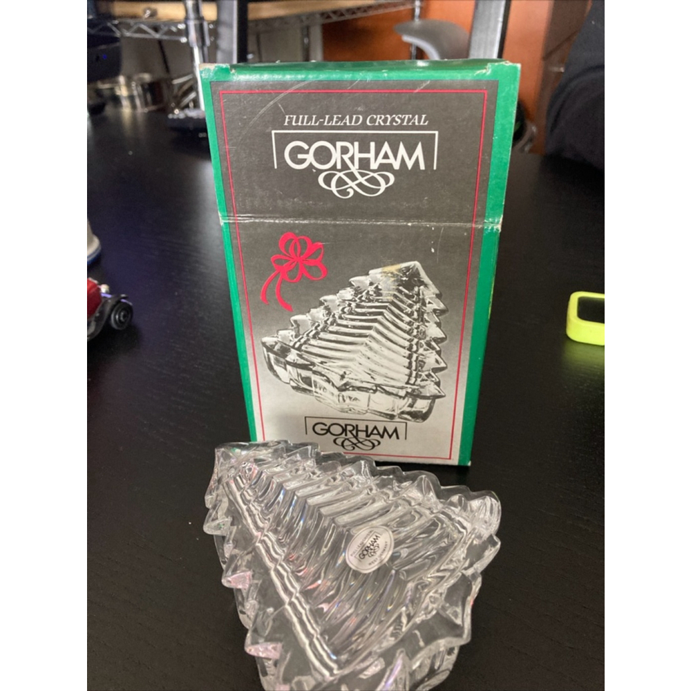 Gorham Crystal Christmas Tree Trinket Dish Clear